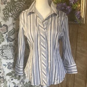 Unique Spectrum Blue and White Striped Button Down Shirt